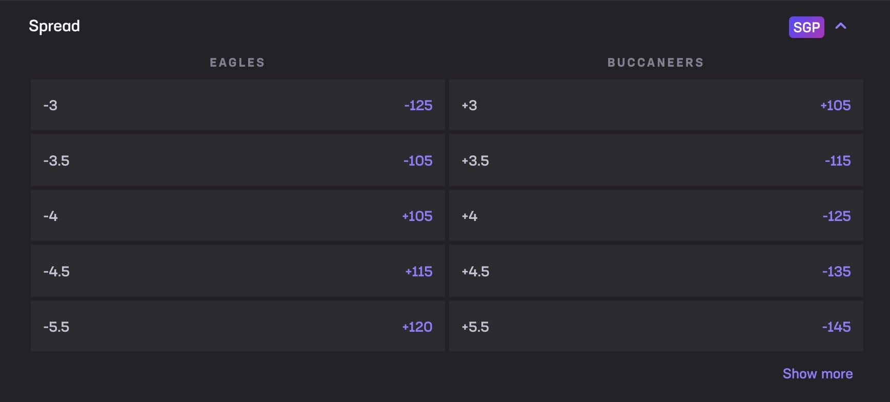 Several options to buy points at Hard Rock Bet Sportsbook
